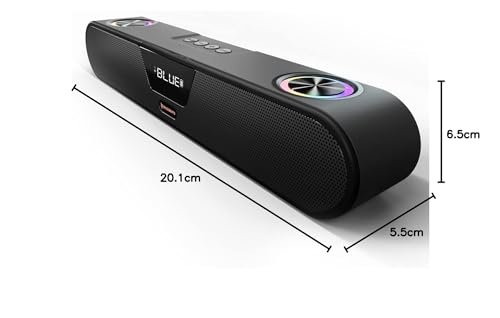 CrossBeats Blaze B24 Bluetooth Soundbar 24W, Gaming RGB Lights, AUX, Bluetooth, USB, FM & TWS I Fast SnapCharge Battery, Multiport Connectivity, BT Speaker for TV, Mobile, PC, Laptops, Tablets Black