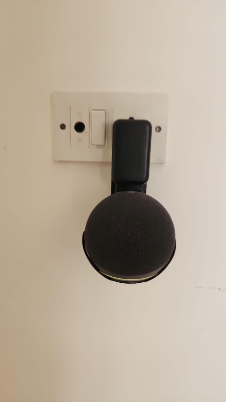 Saifsmart Outlet Wall Mount Hanger Holder Stand Accessories Case Built-in Plug Cable Management for Echo Dot 4th Gen/Echo Dot 5th Gen Smart Speaker (Black) - Image 4