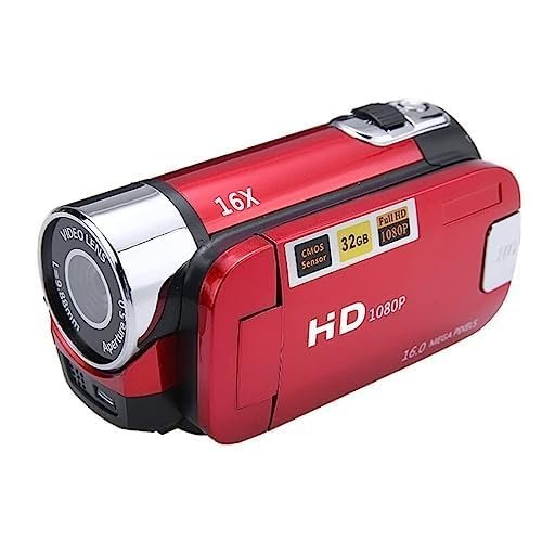 Mytechvision Digital Video Camera, Full HD 1080P Camcorder, 16x Zoom, 16MP, 3-inch Screen, Night Vision, Anti-Shake, 270 Degree Rotation, 32GB Storage, Red, for Vlogging - Image 8