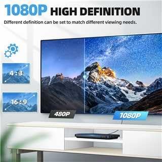 Home DVD Player for TVs, 1080P HD DVD Player, Support NTSC/PAL, Multi-Region, Memory Playback, USB, CD Player for Home Stereo System, RCA/HDMI Cables and Remote Control Included - Image 4