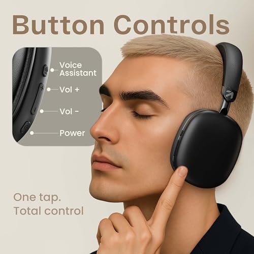 GOBOULT Fluid X Headphones Bluetooth Wireless with 60H Playtime, 40mm Drivers, Zen ENC Mic, Type-C Charging, Combat™ Gaming, BTv 5.4, Headphones Wireless with mic (Jet Black) - Image 5