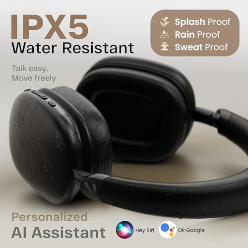 GOBOULT Fluid X Headphones Bluetooth Wireless with 60H Playtime, 40mm Drivers, Zen ENC Mic, Type-C Charging, Combat™ Gaming, BTv 5.4, Headphones Wireless with mic (Jet Black) - Image 3