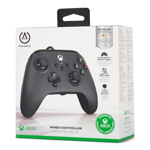 PowerA Wired Gaming Controller for Xbox Series X/S, Xbox One, PC, Windows 10/11, Black (Officially Licensed)