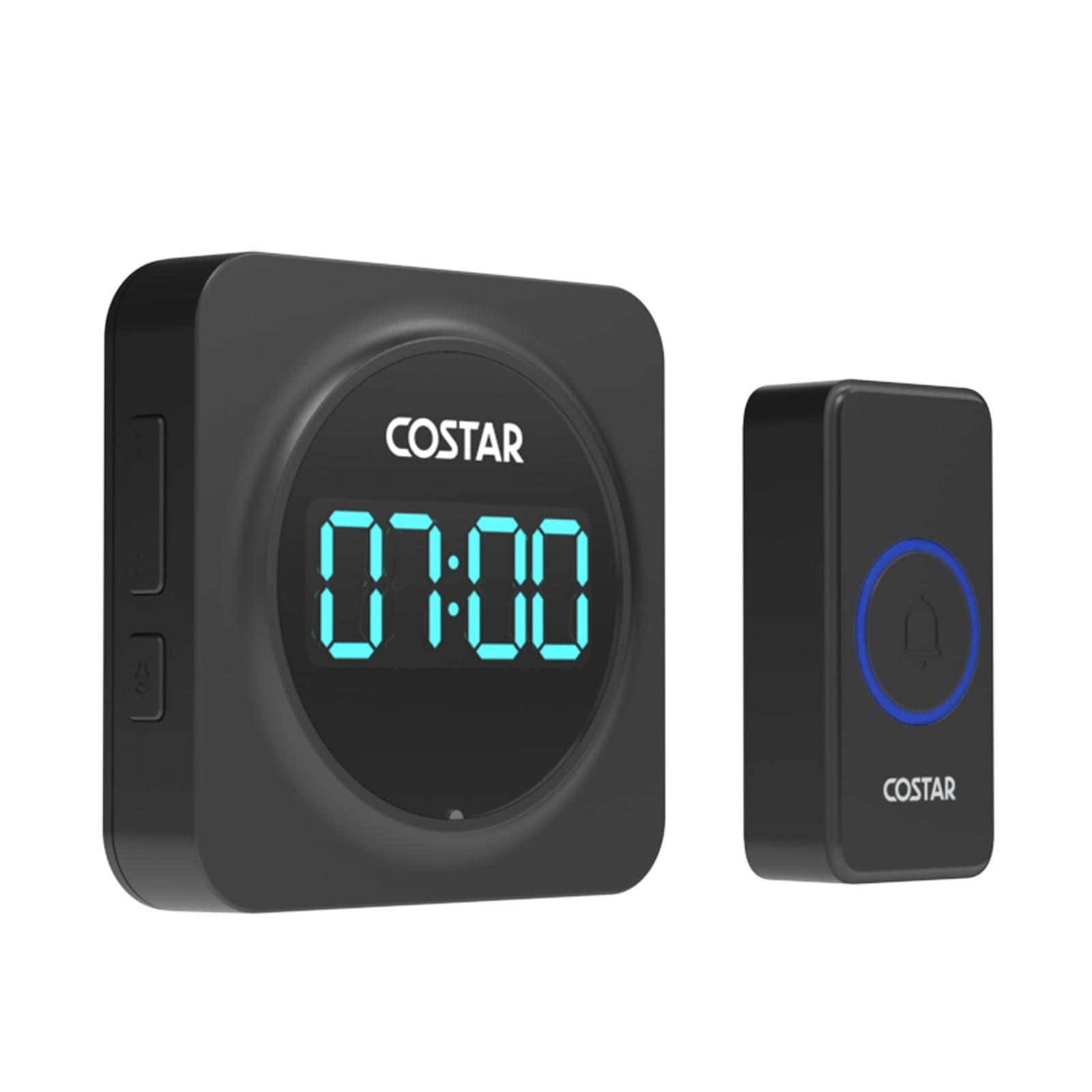 Costar Door Bell - Calling Bell Wireless with 24-Hour Time Display, Wireless Doorbell for Home, 1000ft Range Operating with 58 Chimes, 5 Levels Adjustable Volume(Pebble 700 Black)