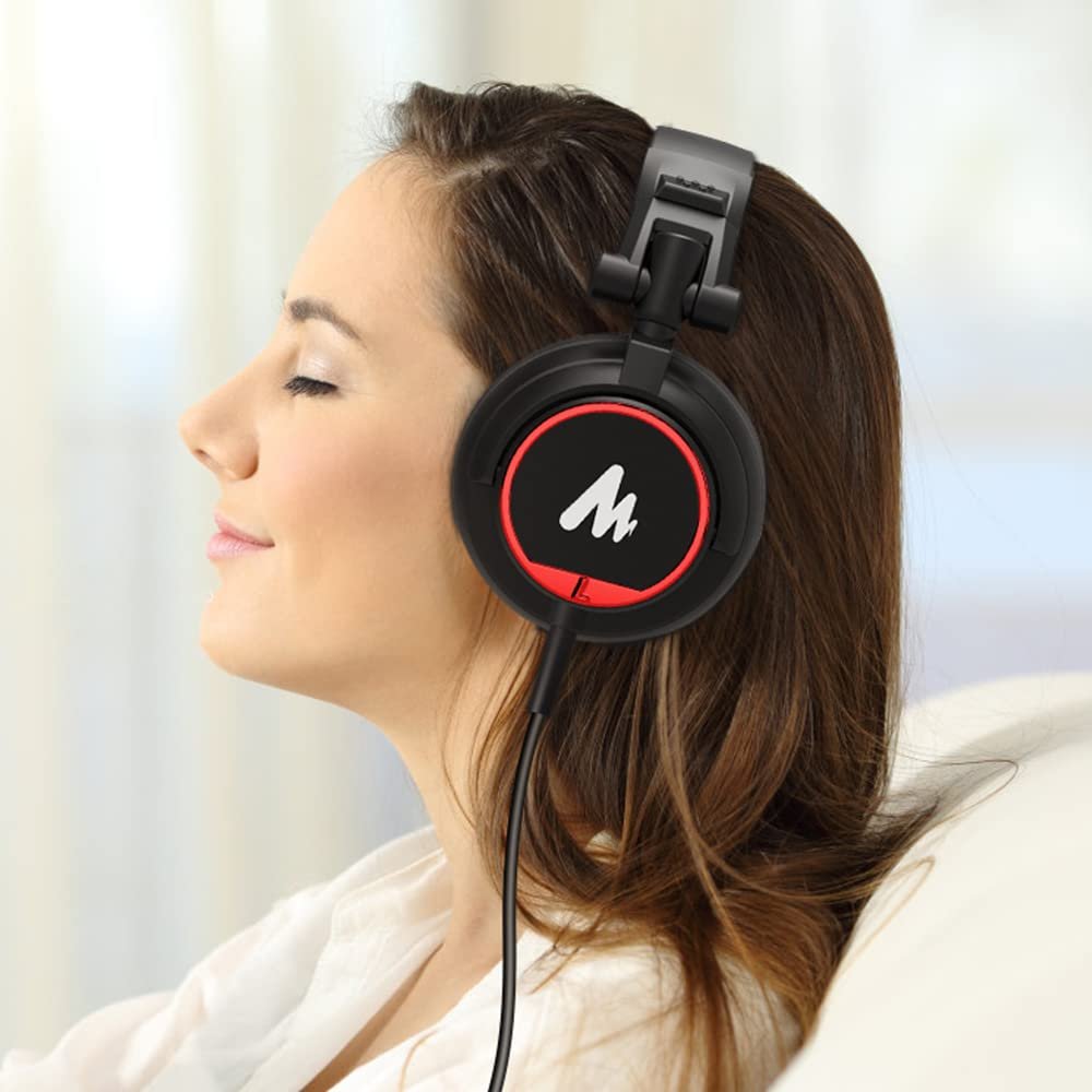 Maono AU-MH501 Over-Ear Studio Monitoring Headphones for Recording Studio, Youtuber, Music Creation with 50mm Driver and Lightweight Foldable Design