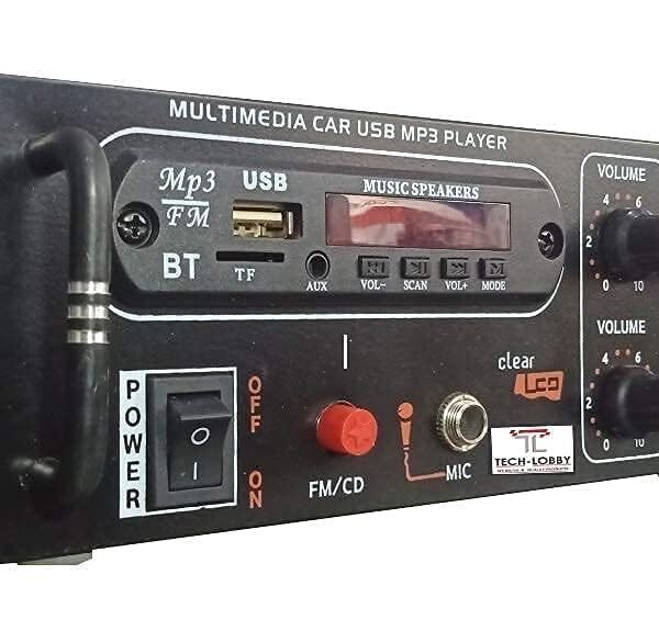 Tech-Lobby® Sterio Sound Amplifier with BLUTHOOTH,USB,AUX,MIC,AV,2RC- 1 Mic Karaoke with 4440 Double IC Circuit Power AV Amplifier Perfect for Home and Outdoor Function.