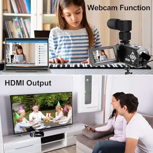 lovpo Camcorder Video Camera 4K 48MP HD Camera Recorder, 18X Digital Zoo 3" Touch Screen Vlogging Camera for YouTube with Microphone, Stabilizer, Lens Hood, Remote and 2 Batteries - Image 4