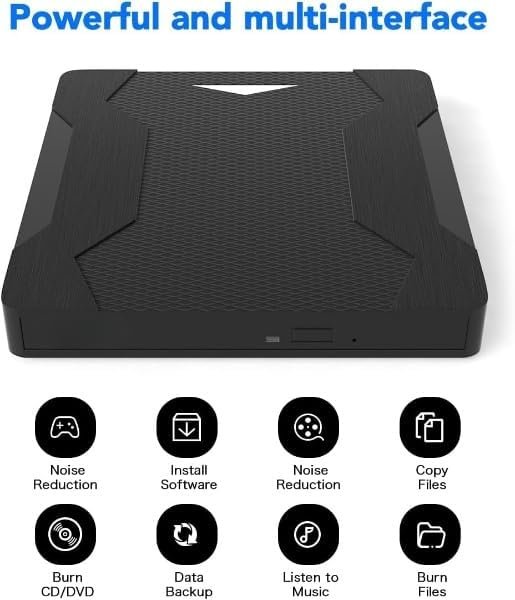 CLUSPEX External DVD Drive Player, USB 3.0 USB-C Portable CD/DVD +/-RW Disk Burner, ROM Reader Writer for Laptop Desktop PC (XD008) - Image 8