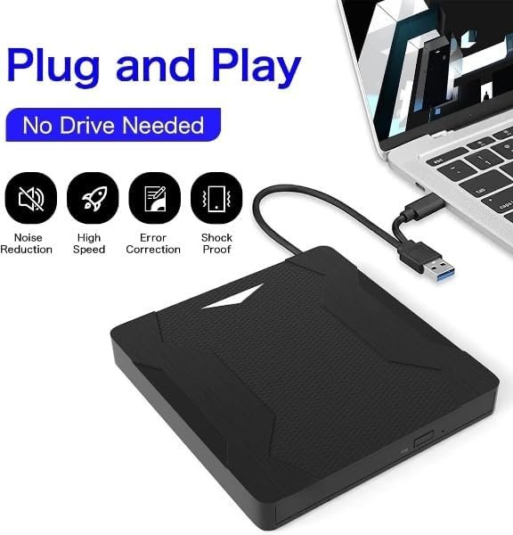 CLUSPEX External DVD Drive Player, USB 3.0 USB-C Portable CD/DVD +/-RW Disk Burner, ROM Reader Writer for Laptop Desktop PC (XD008) - Image 4