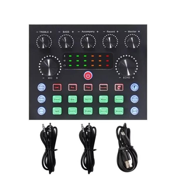 Live Sound Mixer Board with Voice Effects, Multiple Audio Control Knobs, LED Indicators, USB Connectivity