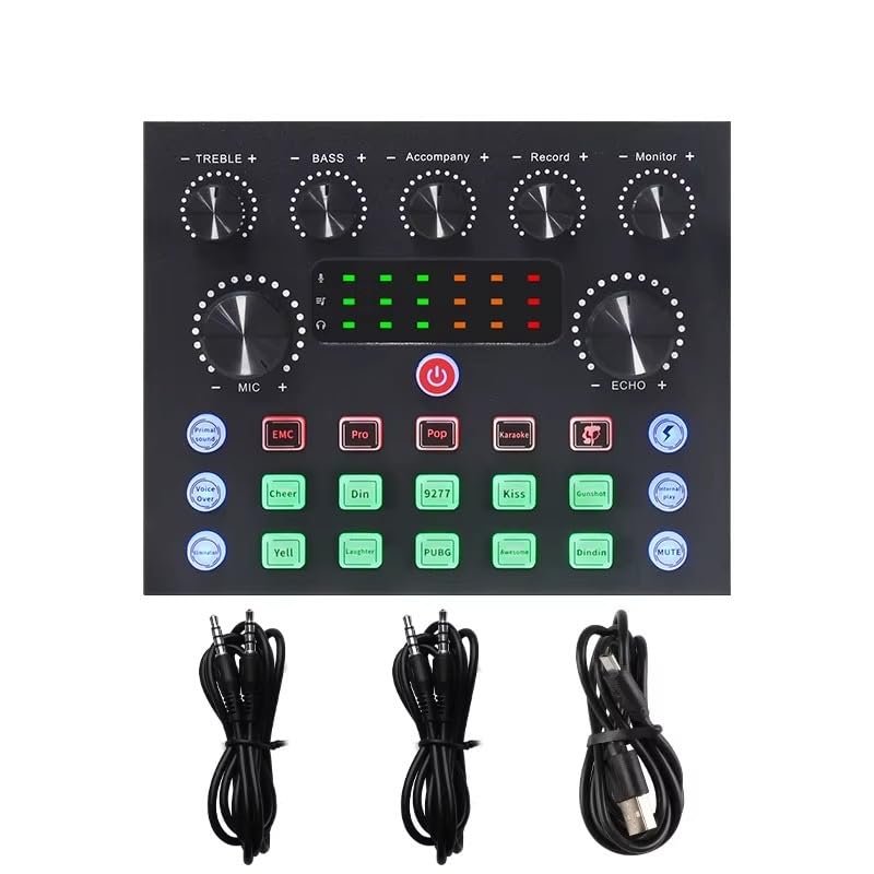 Live Sound Mixer Board with Voice Effects, Multiple Audio Control Knobs, LED Indicators, USB Connectivity