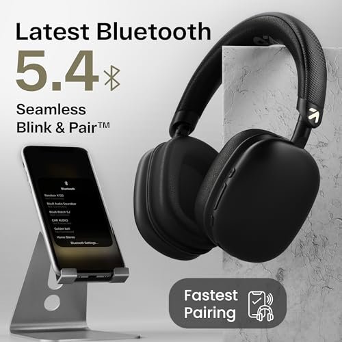 GOBOULT Fluid X Headphones Bluetooth Wireless with 60H Playtime, 40mm Drivers, Zen ENC Mic, Type-C Charging, Combat™ Gaming, BTv 5.4, Headphones Wireless with mic (Jet Black) - Image 4