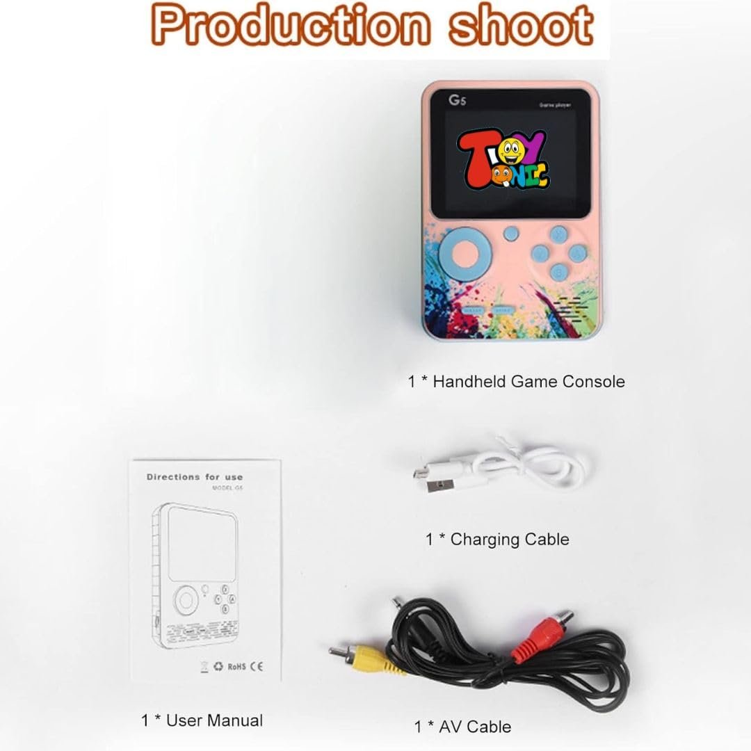 TOYTONIC G5 Handheld Game Console for Kids, Retro Gaming Device with 3.0″ HD Screen, Built-in 500 Classic Games, AV Output, Random Color – Portable Game Player for Boys & Girls, Multicolour