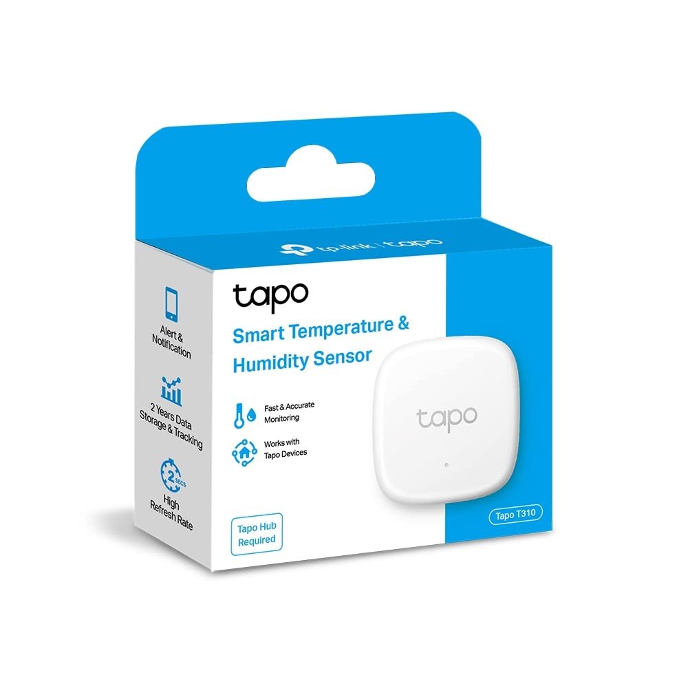 Tapo Smart Temperature & Humidity Sensor, Free Data Storage, Real-Time Notifications, Battery Included, Work With Alexa And Google Home, Hub Required Sold Separately, White (T310)