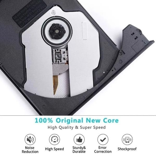 CLUSPEX External CD DVD Drive Player, USB 3.0 USB-C Portable CD DVD +/-RW Disk Drive Burner CD-ROM Reader Writer for Laptop Desktop PC (DVD Writer – B22-Y)