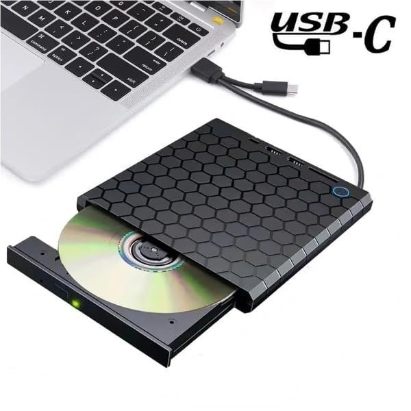 CLUSPEX External CD DVD Drive Player, USB 3.0 USB-C Portable CD DVD +/-RW Disk Drive Burner CD-ROM Reader Writer for Laptop Desktop PC (DVD Writer - B22-Y) - Image 3