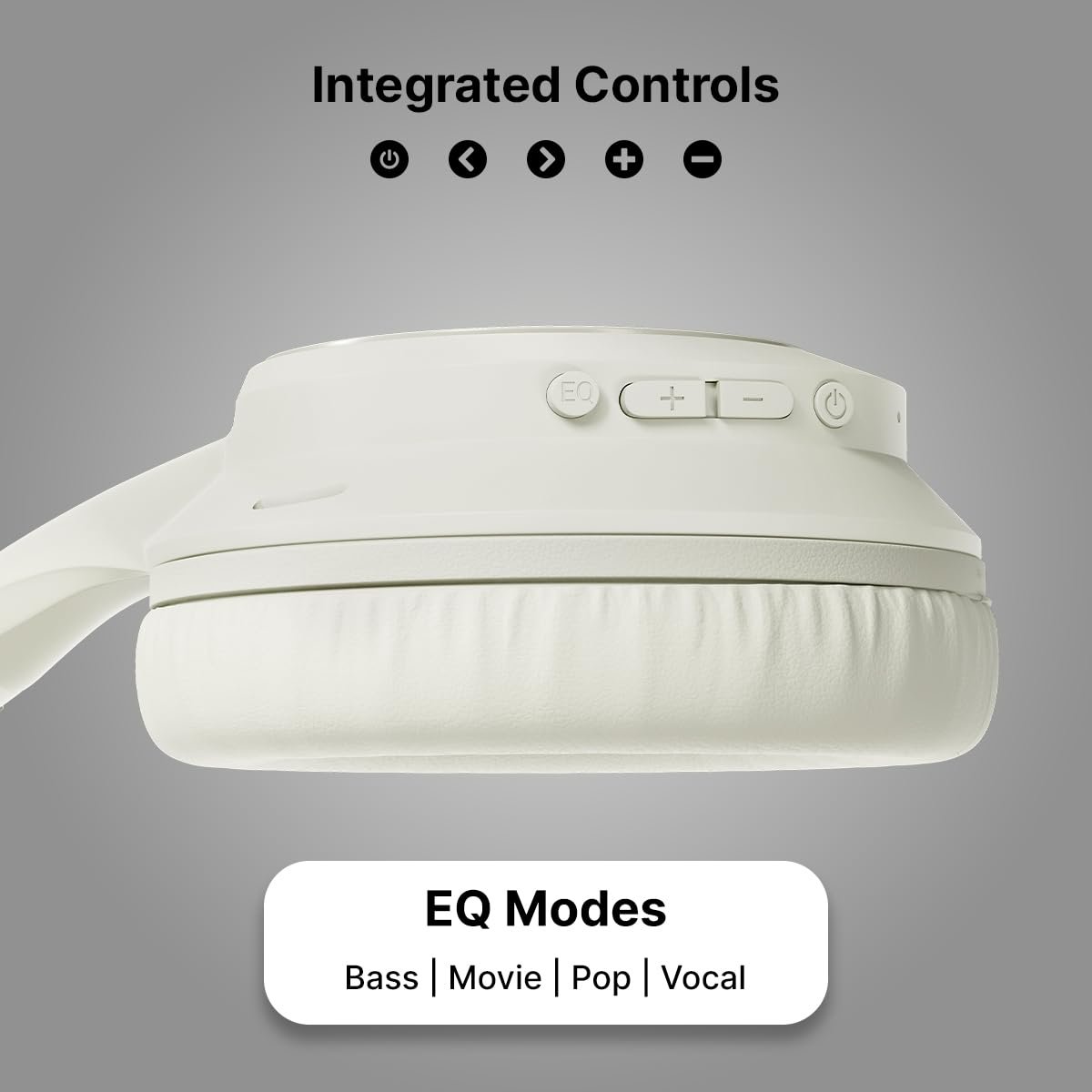 pTron Studio Evo 70hrs Playtime Wireless Over Ear Headphones with HD Mic, Low-Latency Game/Movie/Music Modes, Punchy Bass, BT5.3, Dual Device Pairing, Voice Assistant & Type-C Fast Charging (Beige) - Image 3