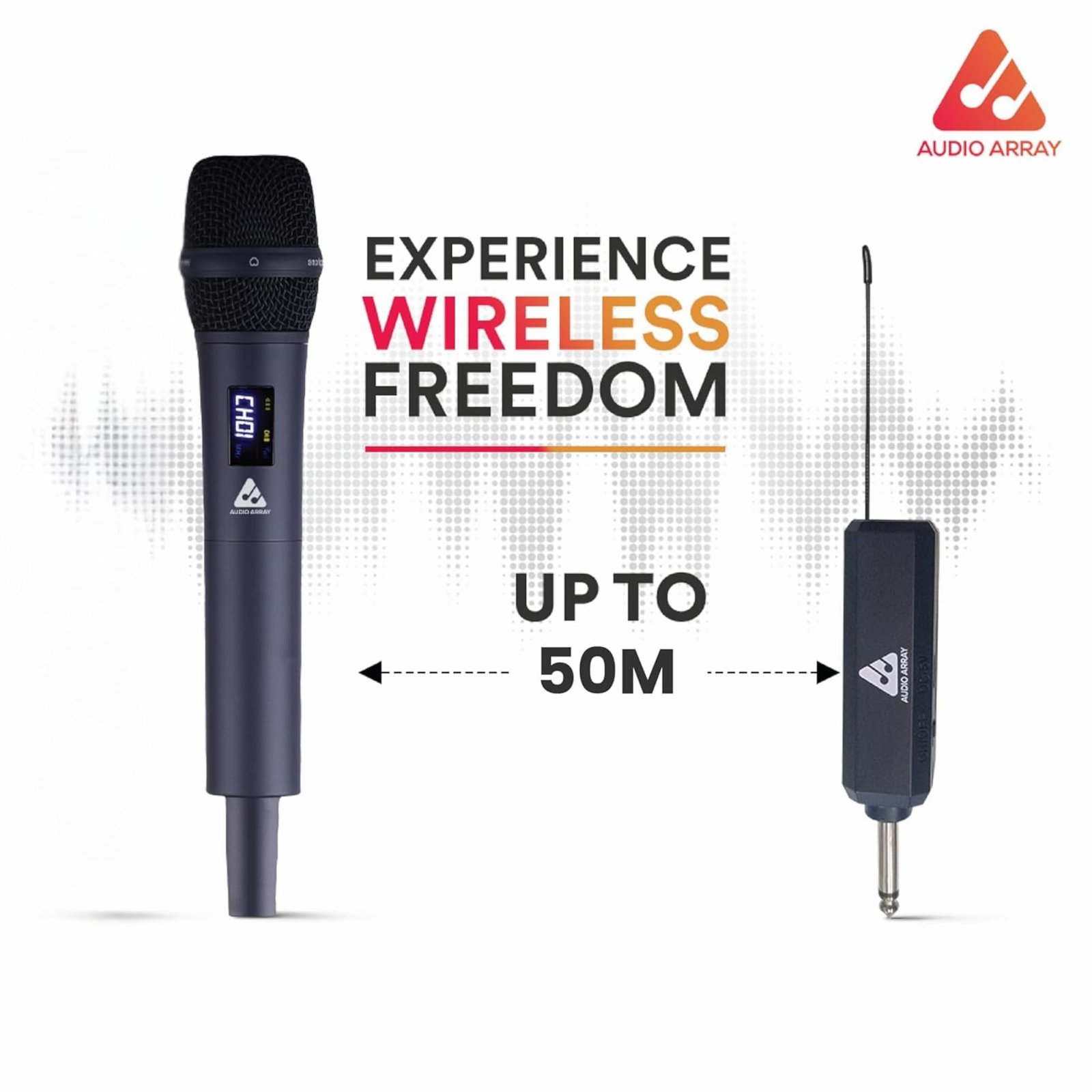 Audio Array AM-W33 UHF Metal Solo Wireless Microphone Set | 2000mAh 6-8 Hours Battery Backup | Range up to 50M | Karaoke Singing, Wedding, DJ, Church | PA System, Amplifier, Mixer, Party Box - Image 5