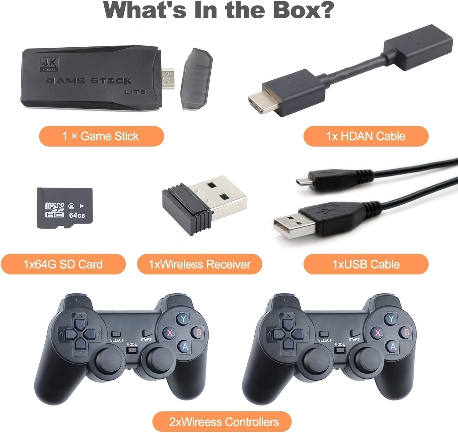 4k Wireless Retro Game Console Stick 4K Stick with Built-in 9+ Emulators 21,000+ Games, 4k Hdmi Output & 2.4GHz Wireless Controller, Retro Game Emulators Plug & Play TV Game for Men/Women/Girls/Boys - Image 3