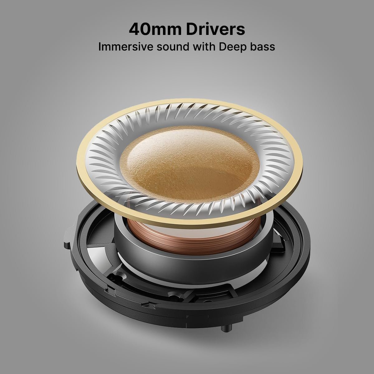 pTron Studio Evo 70hrs Playtime Wireless Over Ear Headphones with HD Mic, Low-Latency Game/Movie/Music Modes, Punchy Bass, BT5.3, Dual Device Pairing, Voice Assistant & Type-C Fast Charging (Beige) - Image 5