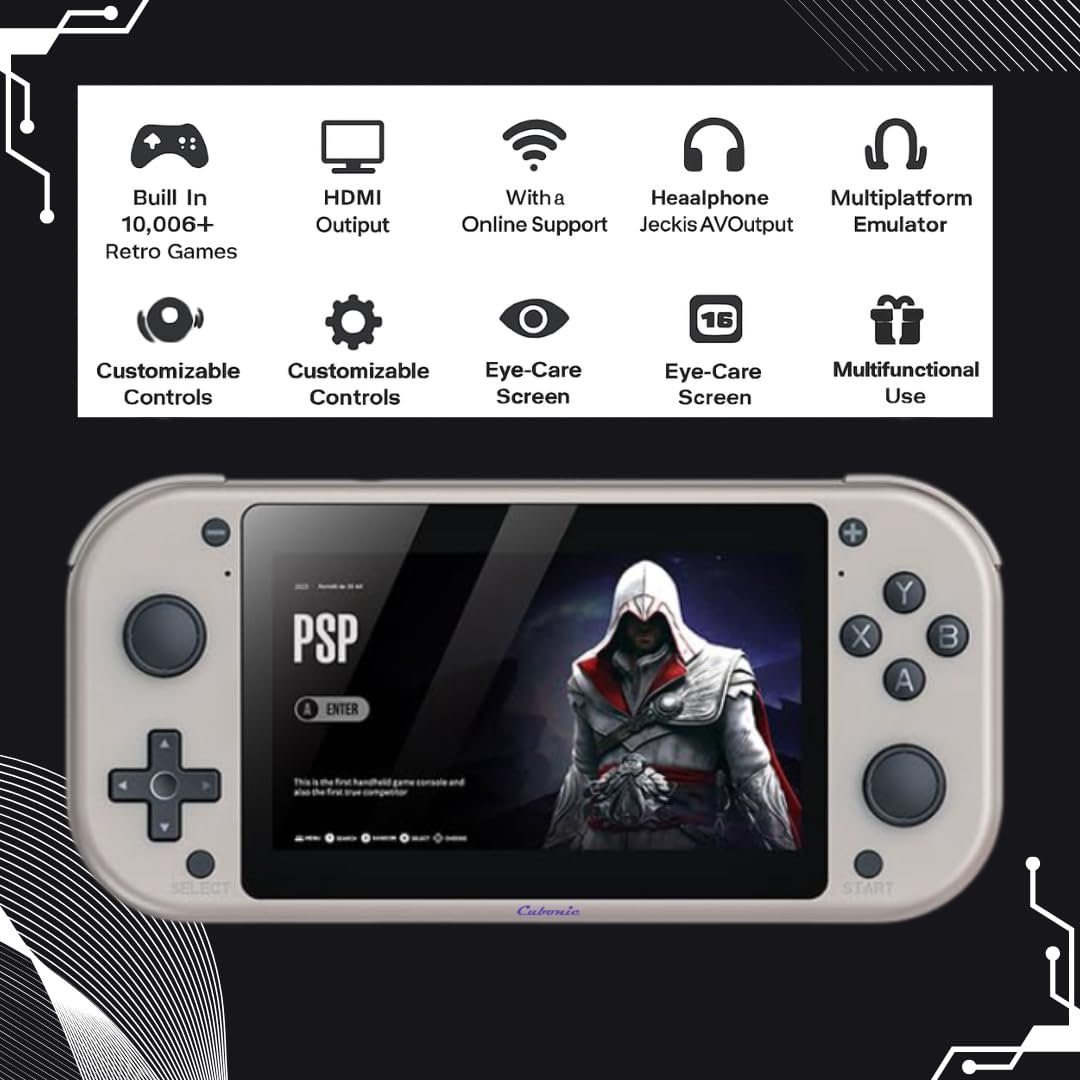 Cubonic MI7 Portable Gaming Console, Gray, 4.3-Inch HD Display, 20000+ Preloaded Retro Games, Built-in Stereo Speakers, Expandable Storage, Classic Controls, Long Battery Life - Image 9