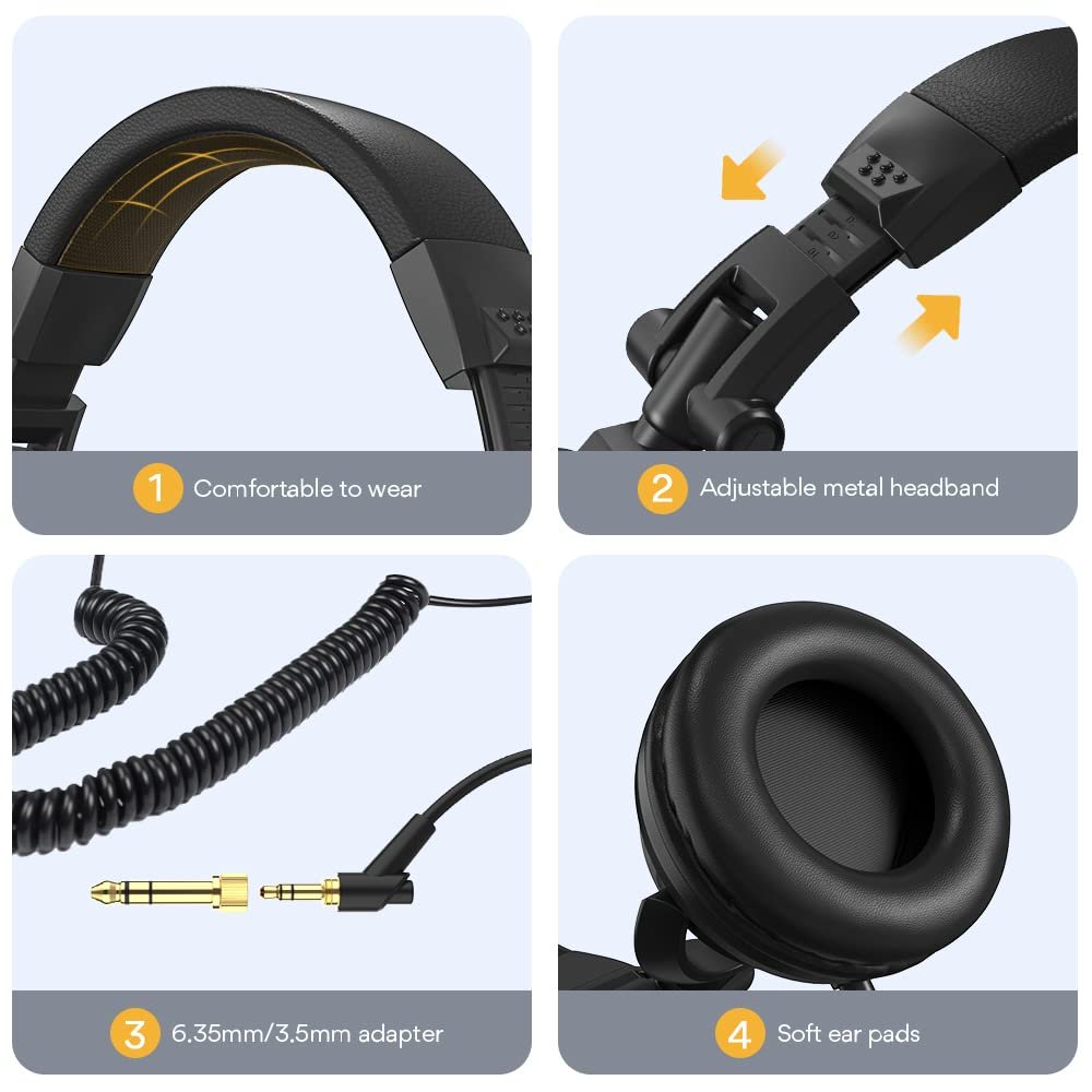 Maono AU-MH501 Over-Ear Studio Monitoring Headphones for Recording Studio, Youtuber, Music Creation with 50mm Driver and Lightweight Foldable Design - Image 3