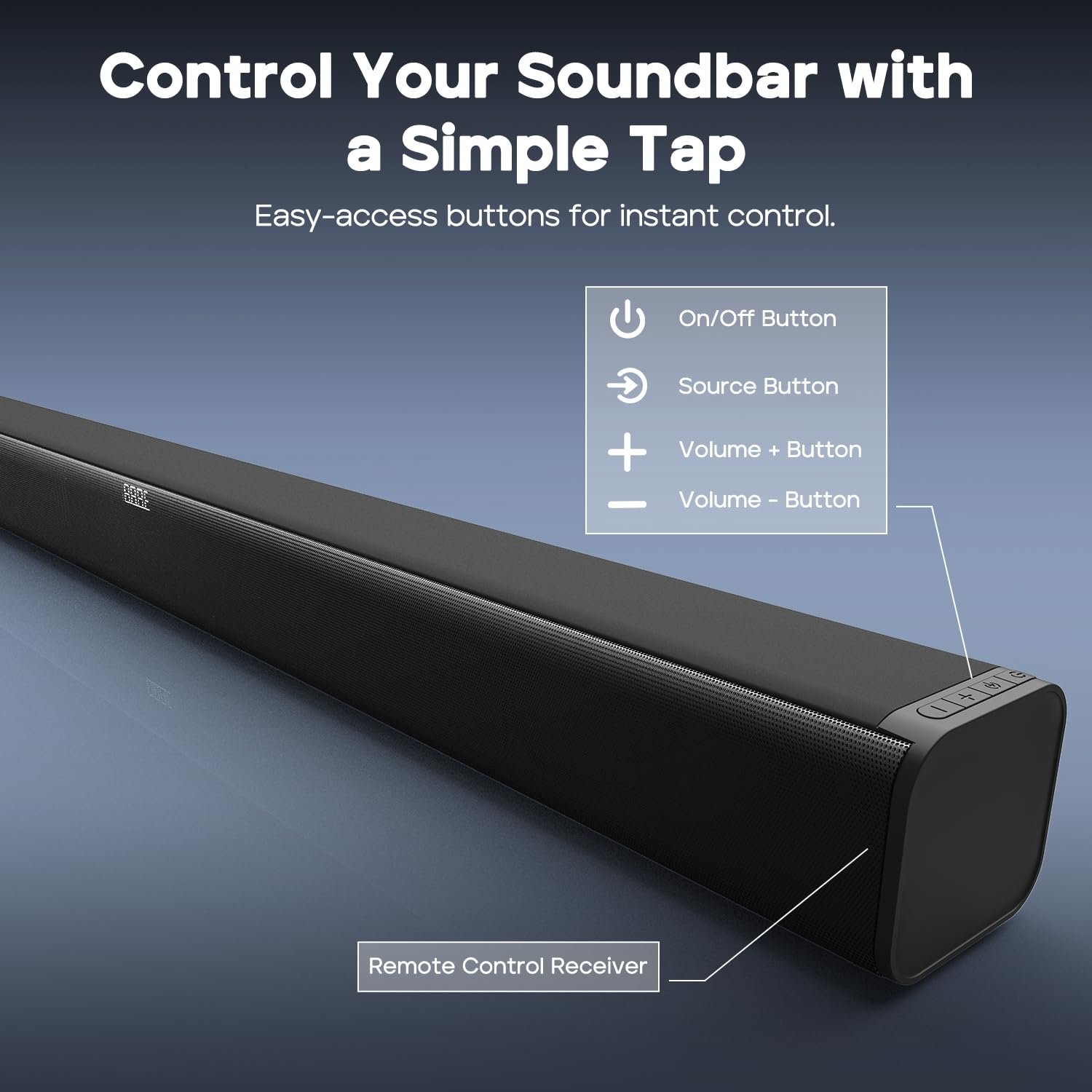 Tribit Soundbar Speaker S1 with Wired Subwoofer for Deep Bass(200W Peak), 2.1 Channel TV Home Theatre, BT5.3, LED Display, Multiple Connectivity and 4 EQ Modes, Bass & Treble Control & Remote Control - Image 6