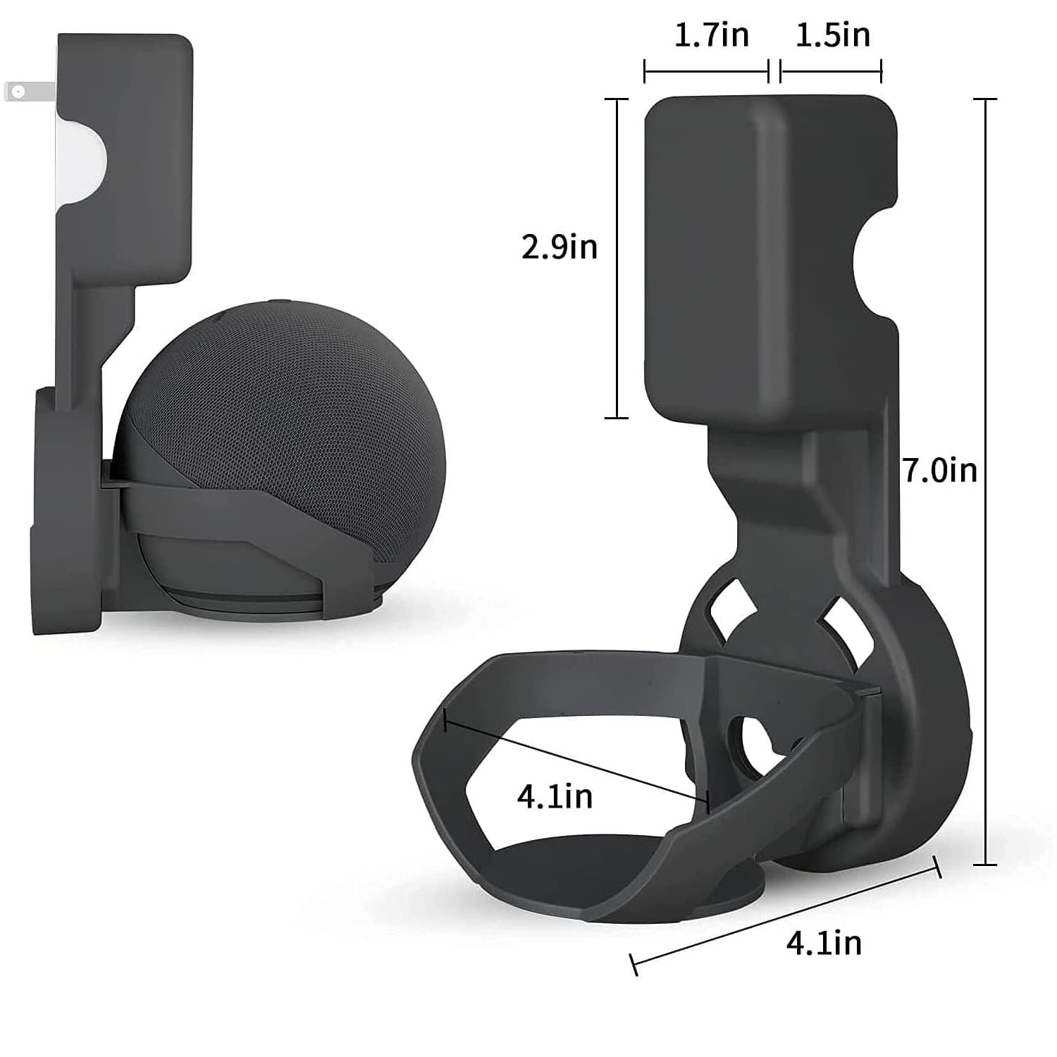 Saifsmart Outlet Wall Mount Hanger Holder Stand Accessories Case Built-in Plug Cable Management for Echo Dot 4th Gen/Echo Dot 5th Gen Smart Speaker (Black) - Image 8