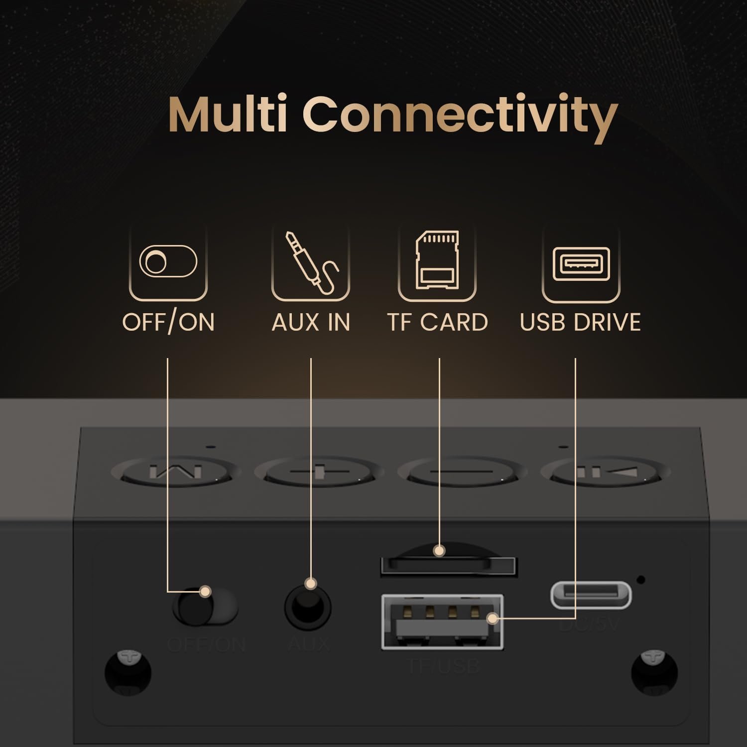 Portronics Decibel 24 | 10W Bluetooth Soundbar Speaker with in Built Mic, HD Sound, Bluetooth 5.3v/USB/TF Card/Aux in, Soundbar for Phone/Laptop/Tablets, Type C Fast Charging (Black) - Image 4