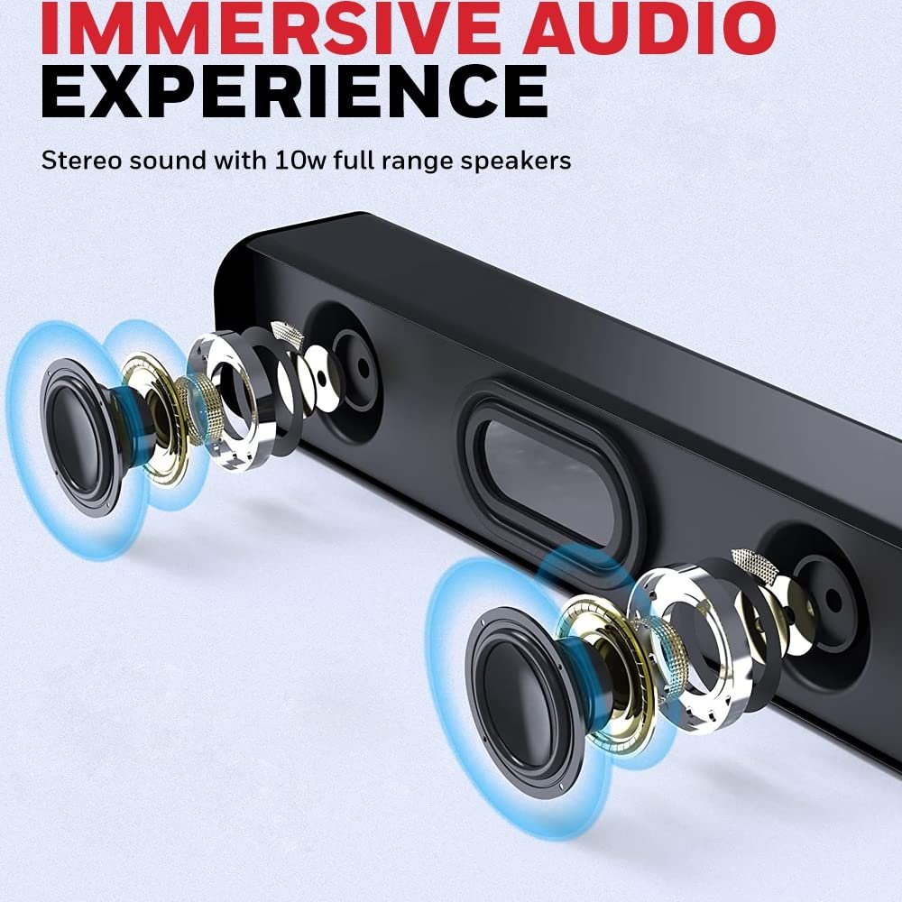 Honeywell Moxie V500 10W Portable USB Wired Soundbar, Speaker for PC,Desktop and Laptop with Volume Control and 3.5 mm AUX,2.0 Channel,52mmX2 Drivers,Plug &Play,2 Yrs Maufacuturer Warranty - Image 4