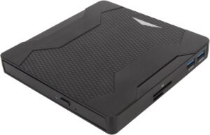 CLUSPEX External DVD Drive Player, USB 3.0 USB-C Portable CD/DVD +/-RW Disk Burner, ROM Reader Writer for Laptop Desktop PC (XD008)