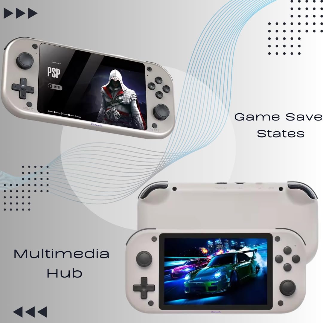 Cubonic MI7 Portable Gaming Console, Gray, 4.3-Inch HD Display, 20000+ Preloaded Retro Games, Built-in Stereo Speakers, Expandable Storage, Classic Controls, Long Battery Life