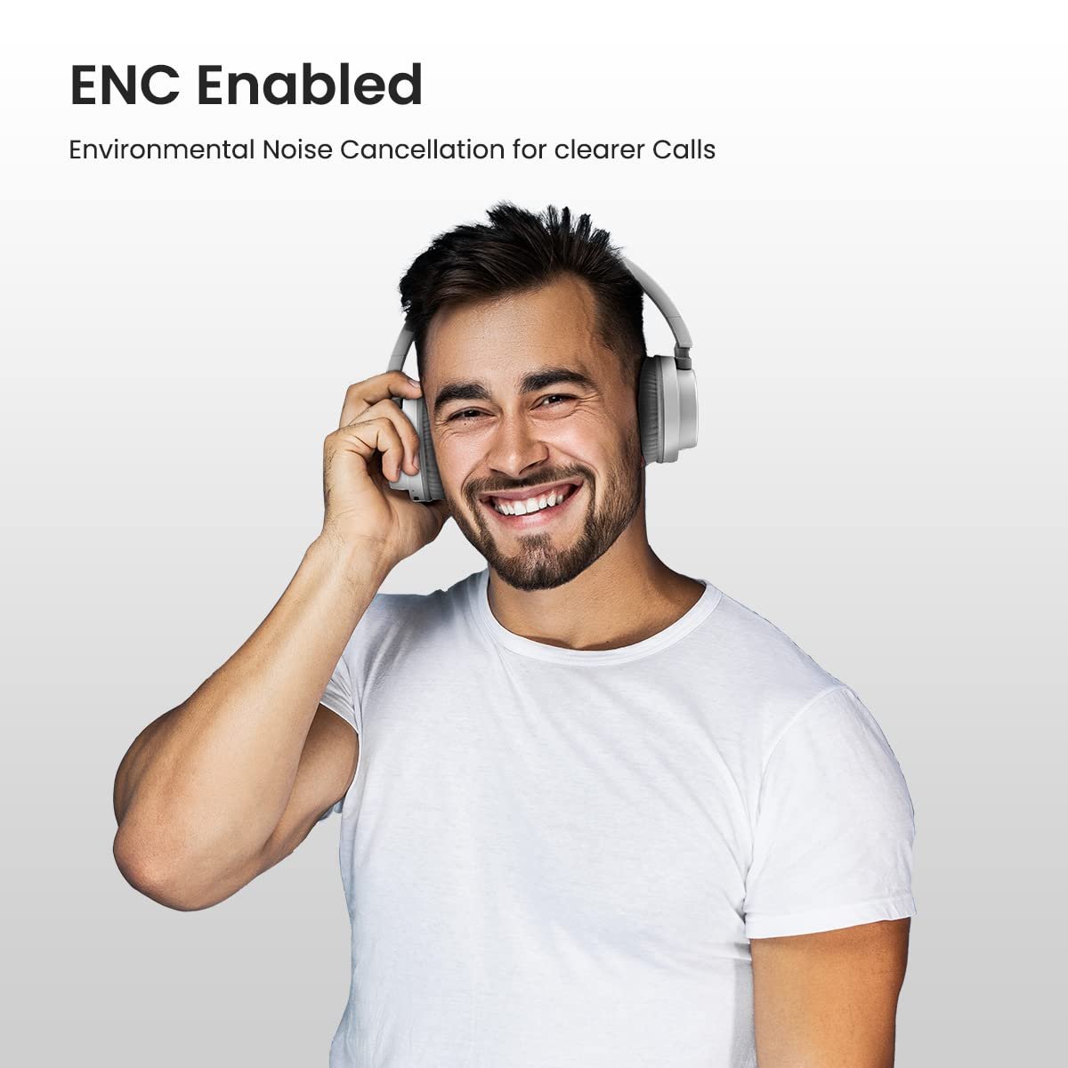 Portronics Muffs M2 Bluetooth Headphones Over Ear with Upto 40 Hrs Playtime, 40mm Dynamic Drivers, AUX 3.5mm, Powerful Bass, Laptop & PC Support,Type C Charging Port, Foldable Design(White) - Image 6