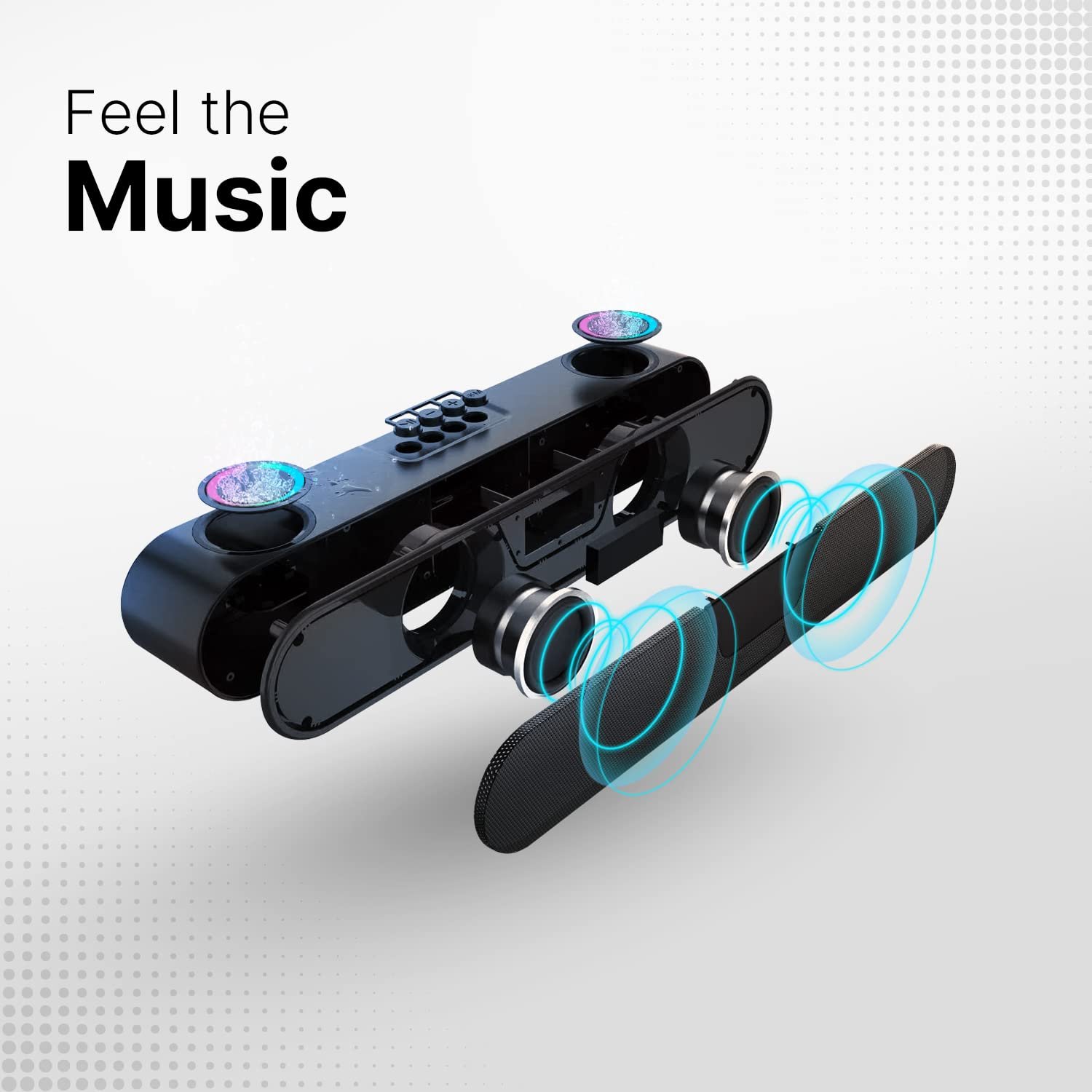 CrossBeats Blaze B24 Bluetooth Soundbar 24W, Gaming RGB Lights, AUX, Bluetooth, USB, FM & TWS I Fast SnapCharge Battery, Multiport Connectivity, BT Speaker for TV, Mobile, PC, Laptops, Tablets Black - Image 5