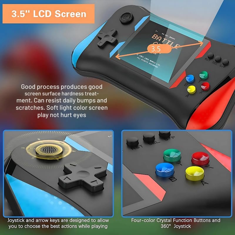 Elevea ๐๐ ๐๐๐๐ซ๐ฌ ๐๐๐ซ๐ซ๐๐ง๐ญ๐ฒ Classic Gaming Console โ 500 Built-in Retro Games, Handheld & TV Compatible, Fun Video Games for Kids and Adults, Includes Mario and More - Image 6