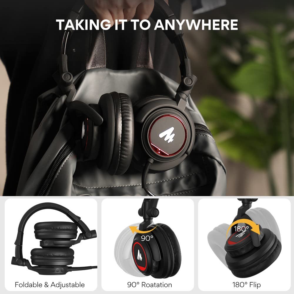 Maono AU-MH501 Over-Ear Studio Monitoring Headphones for Recording Studio, Youtuber, Music Creation with 50mm Driver and Lightweight Foldable Design - Image 5