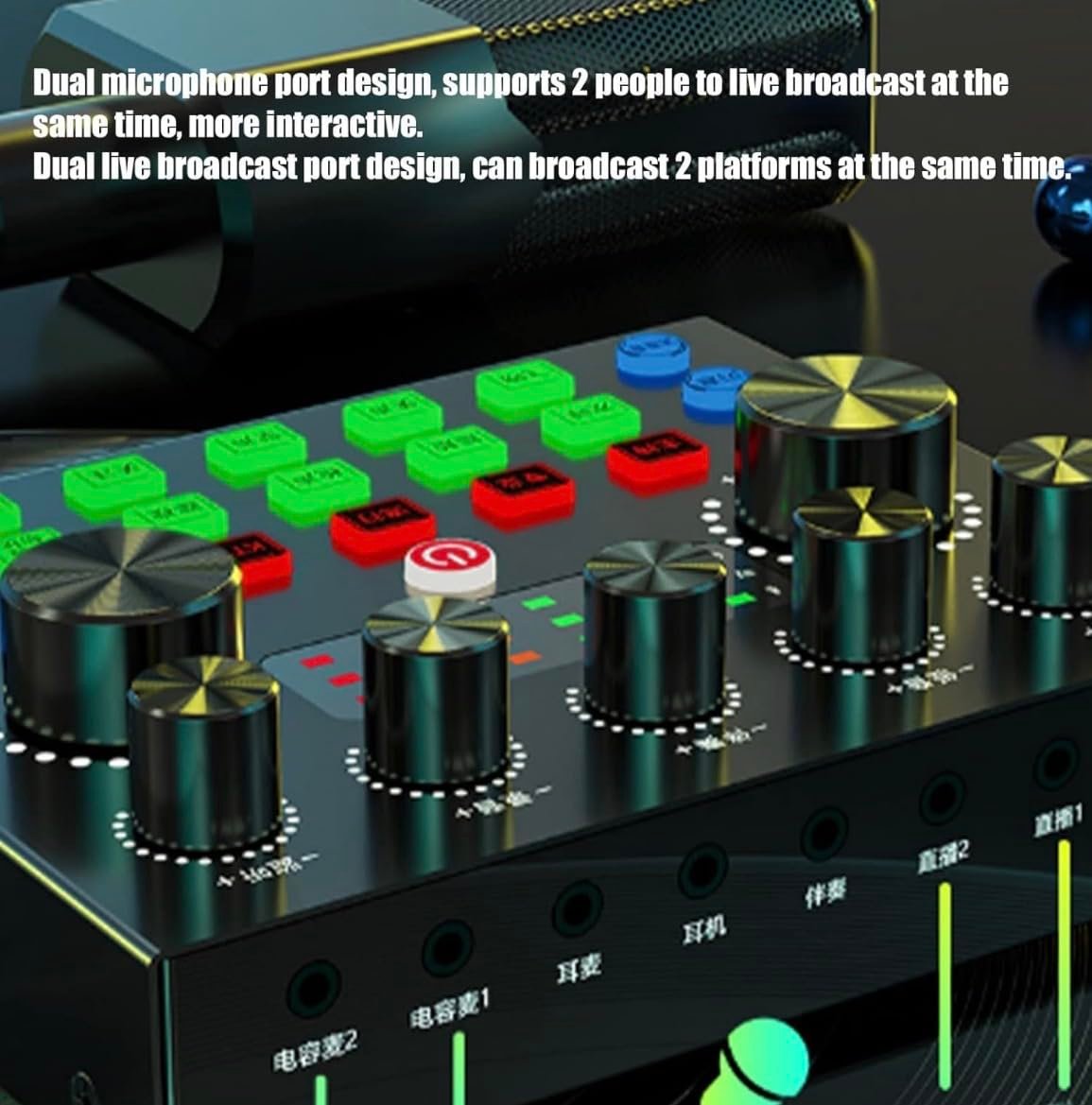Live Sound Mixer Board with Voice Effects, Multiple Audio Control Knobs, LED Indicators, USB Connectivity - Image 5