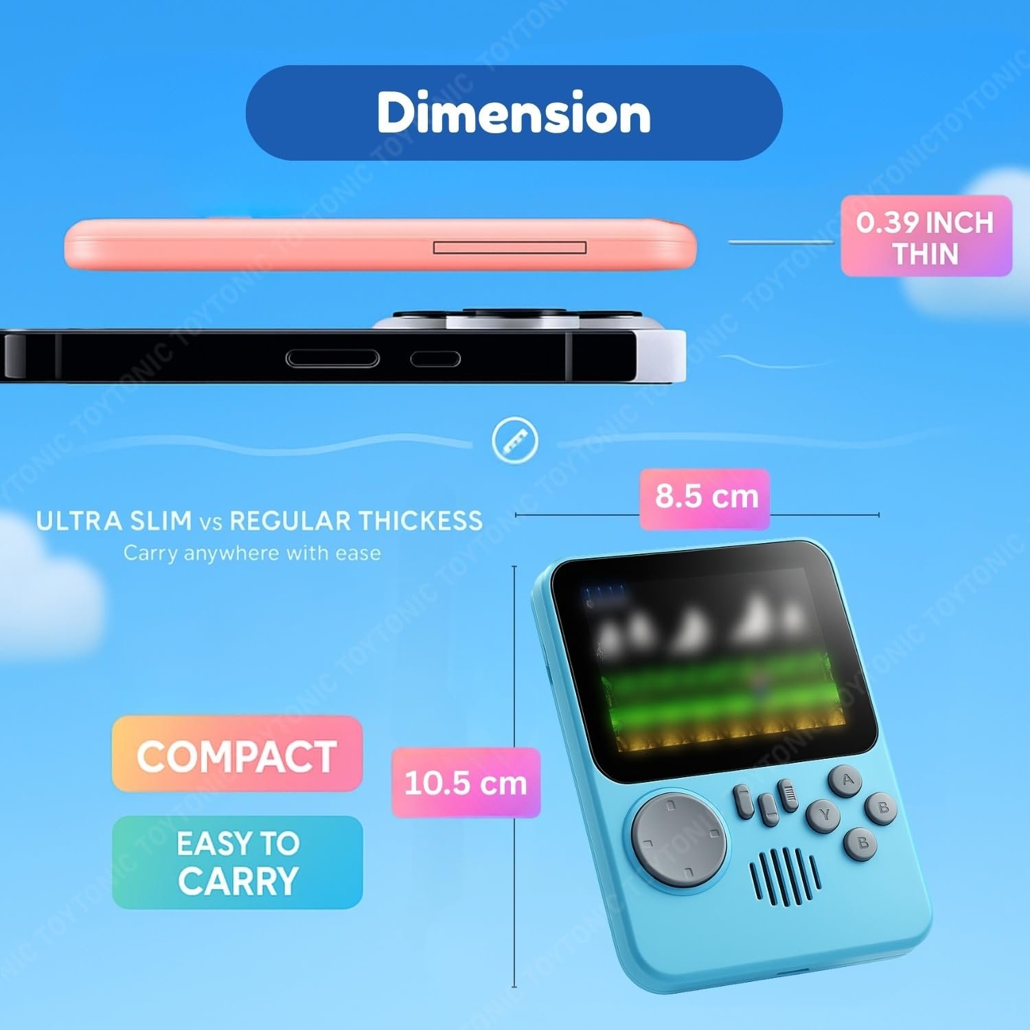 TOYTONIC Retro Handheld Gaming Console for Kids & Adults â 666-In-1 Built-in Classic Video Games â Rechargeable Game Console for Boys 7-14 Years â TV Output â Portable Toy Gift - Image 7