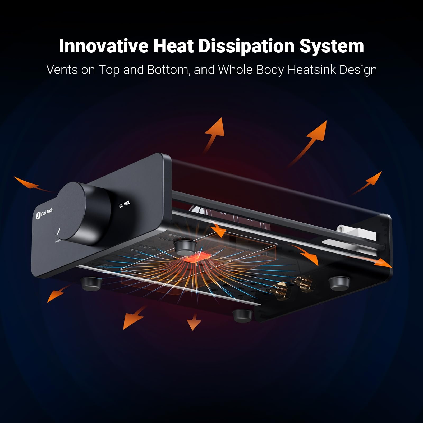 Fosi Audio V3 Stereo Power Amplifier Home Audio 300 Watts x2 TPA3255 Class D Mini Speaker Amp 2 Channel Audio Component Amplifier for Passive Bookshelf Tower Speakers for Desktop Home Theater - Image 4