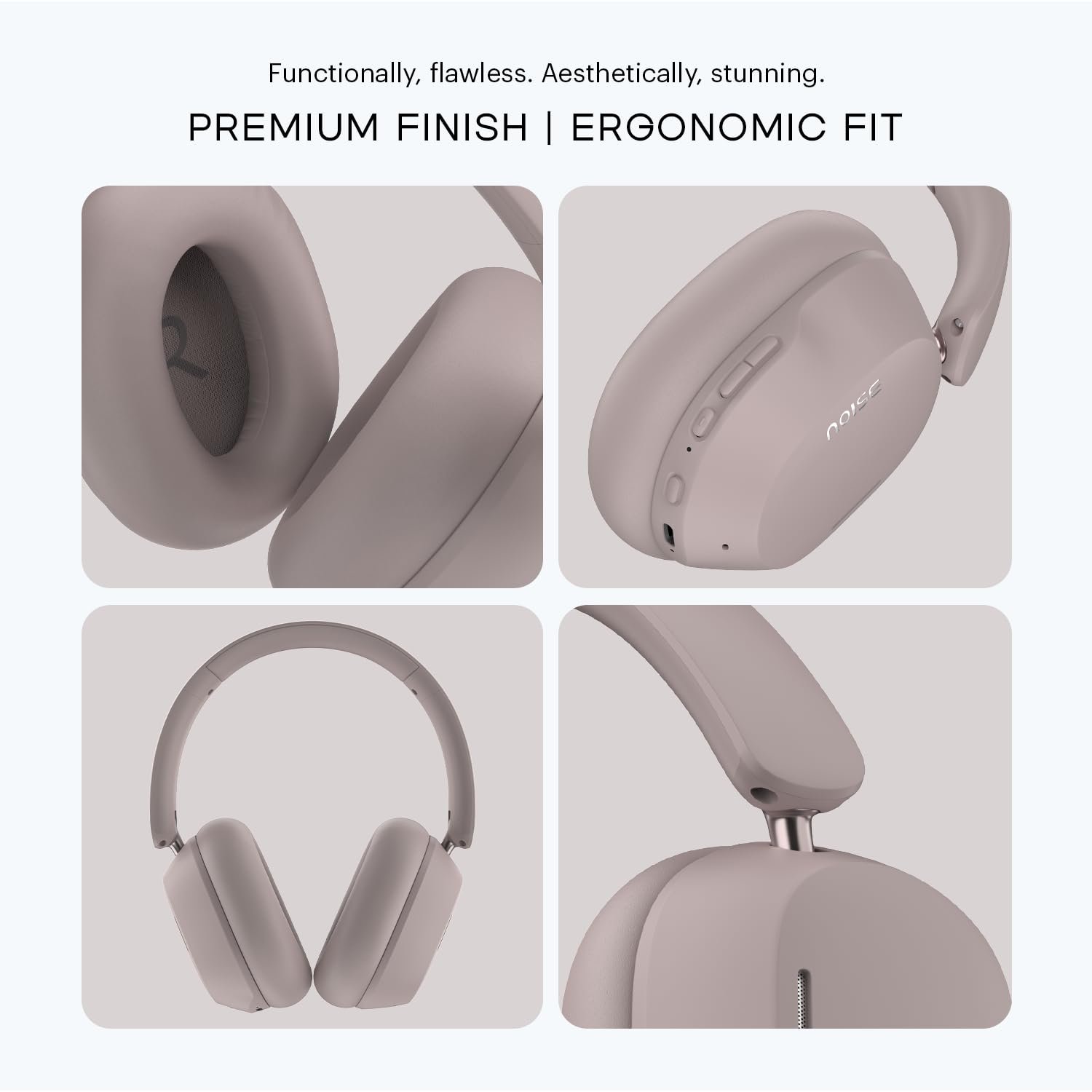 Noise Airwave Max 5 Wireless Over-Ear Headphones with Adaptive Hybrid ANC (up to 50dB), HFA Tech, 80H Playtime, Dual Pairing(Mauve Haze) - Image 6