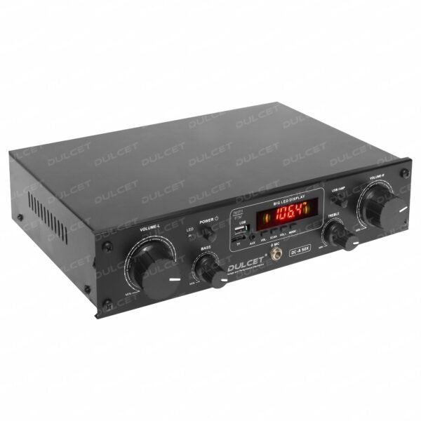 Dulcet DC-A50X 2 Channel Stereo Amplifier with Big LED Display/Bluetooth/MIC Input/USB/SD Card Slot/FM Radio/AUX Input/Remote Control & Built-in Equalizer with Bass, Treble & Balance Control