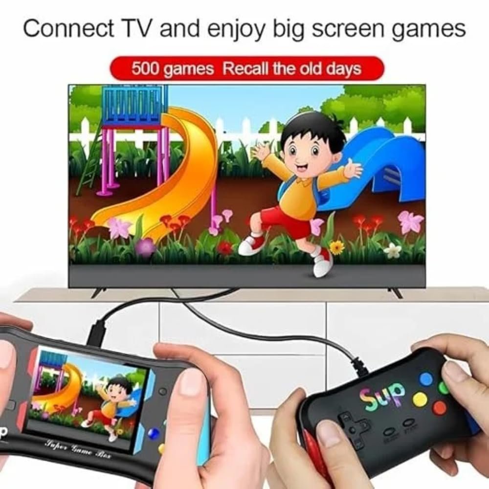 Elevea ๐๐ ๐๐๐๐ซ๐ฌ ๐๐๐ซ๐ซ๐๐ง๐ญ๐ฒ Classic Gaming Console โ 500 Built-in Retro Games, Handheld & TV Compatible, Fun Video Games for Kids and Adults, Includes Mario and More - Image 3