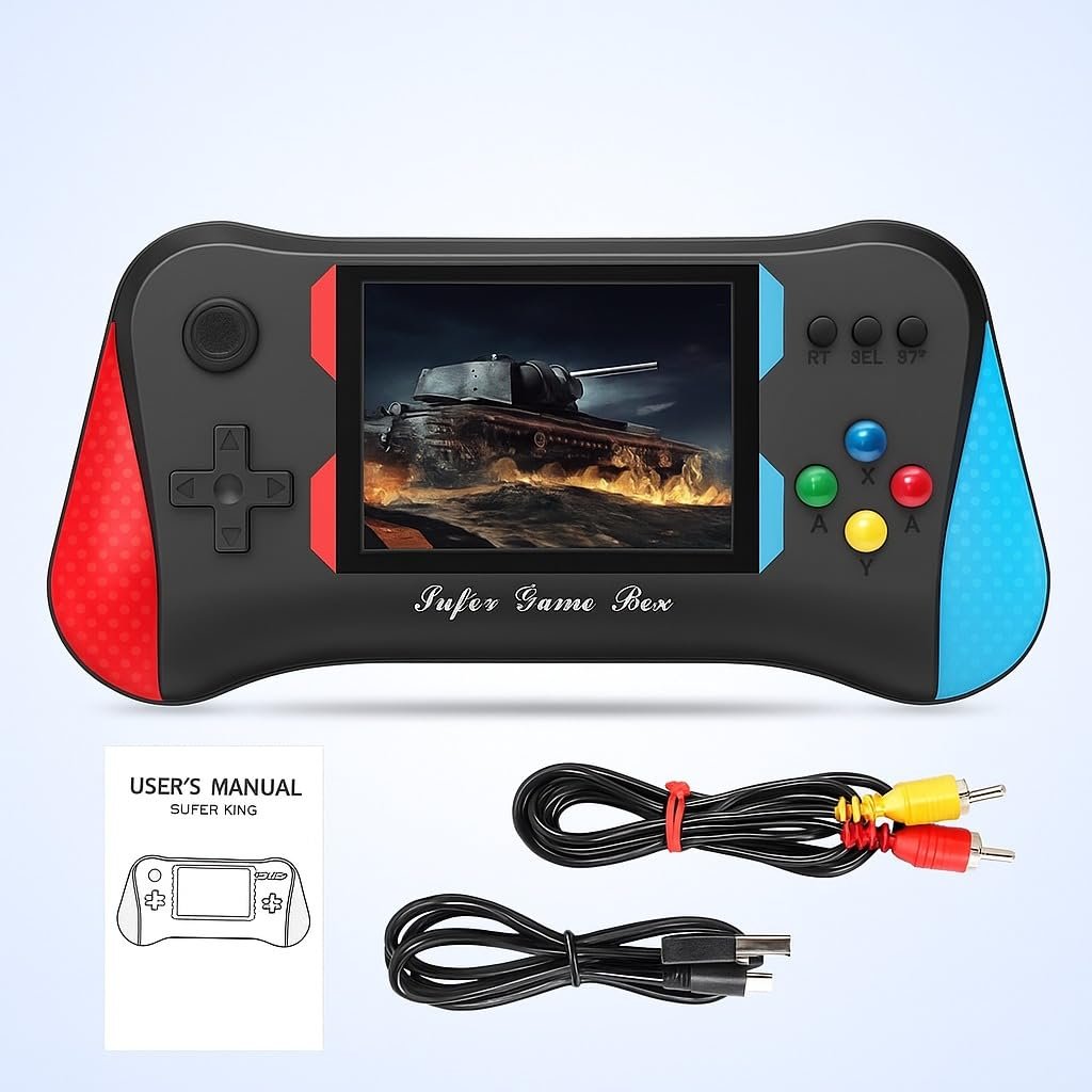 Amisha Gift Gallery Retro Handheld Gaming Console X7M — 3.5 Inch HD Screen, 400 in 1 Built-in Games, Portable Rechargeable Mini Video Game Player with Gamepad, TV Output, Dual Player Mode for Kids