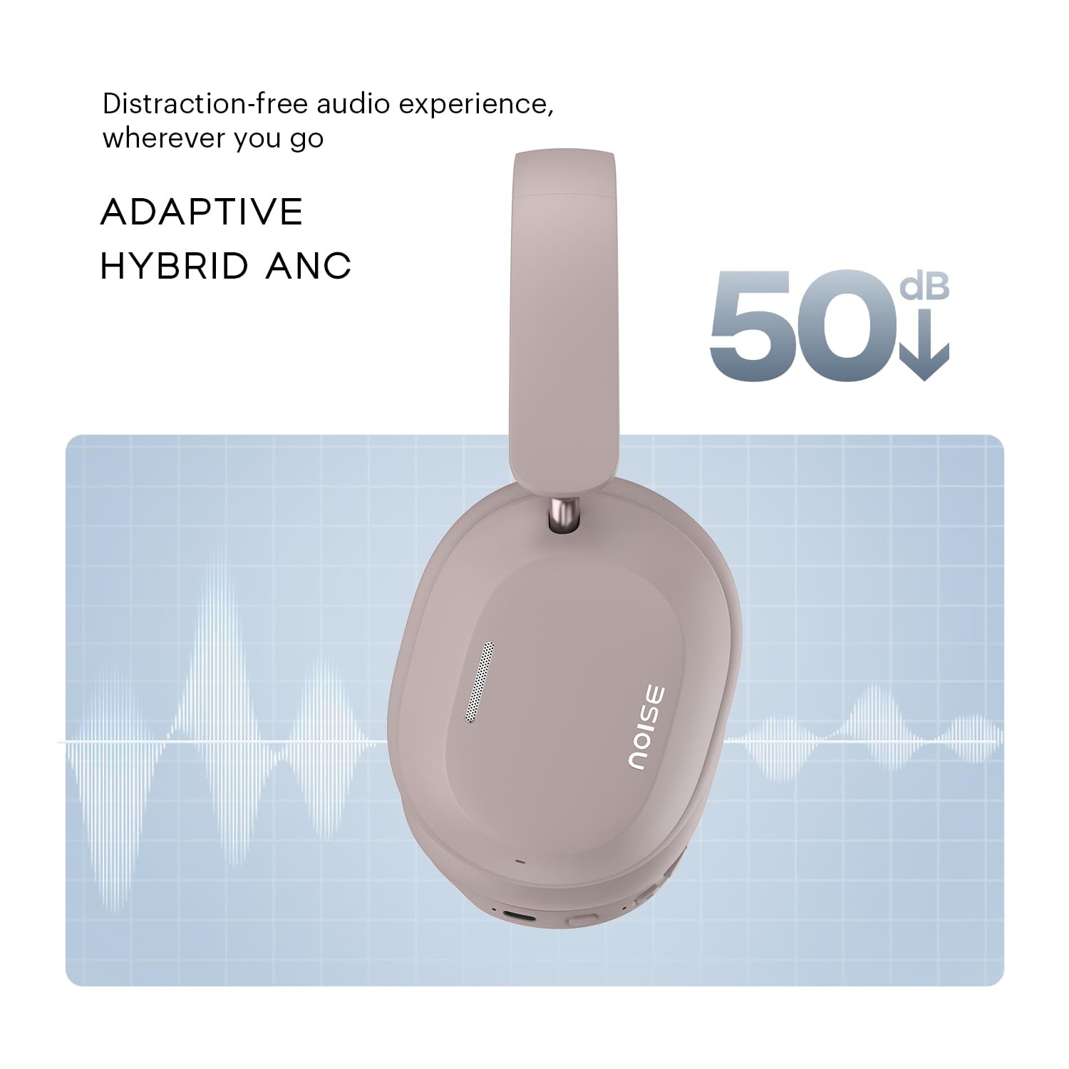 Noise Airwave Max 5 Wireless Over-Ear Headphones with Adaptive Hybrid ANC (up to 50dB), HFA Tech, 80H Playtime, Dual Pairing(Mauve Haze) - Image 10