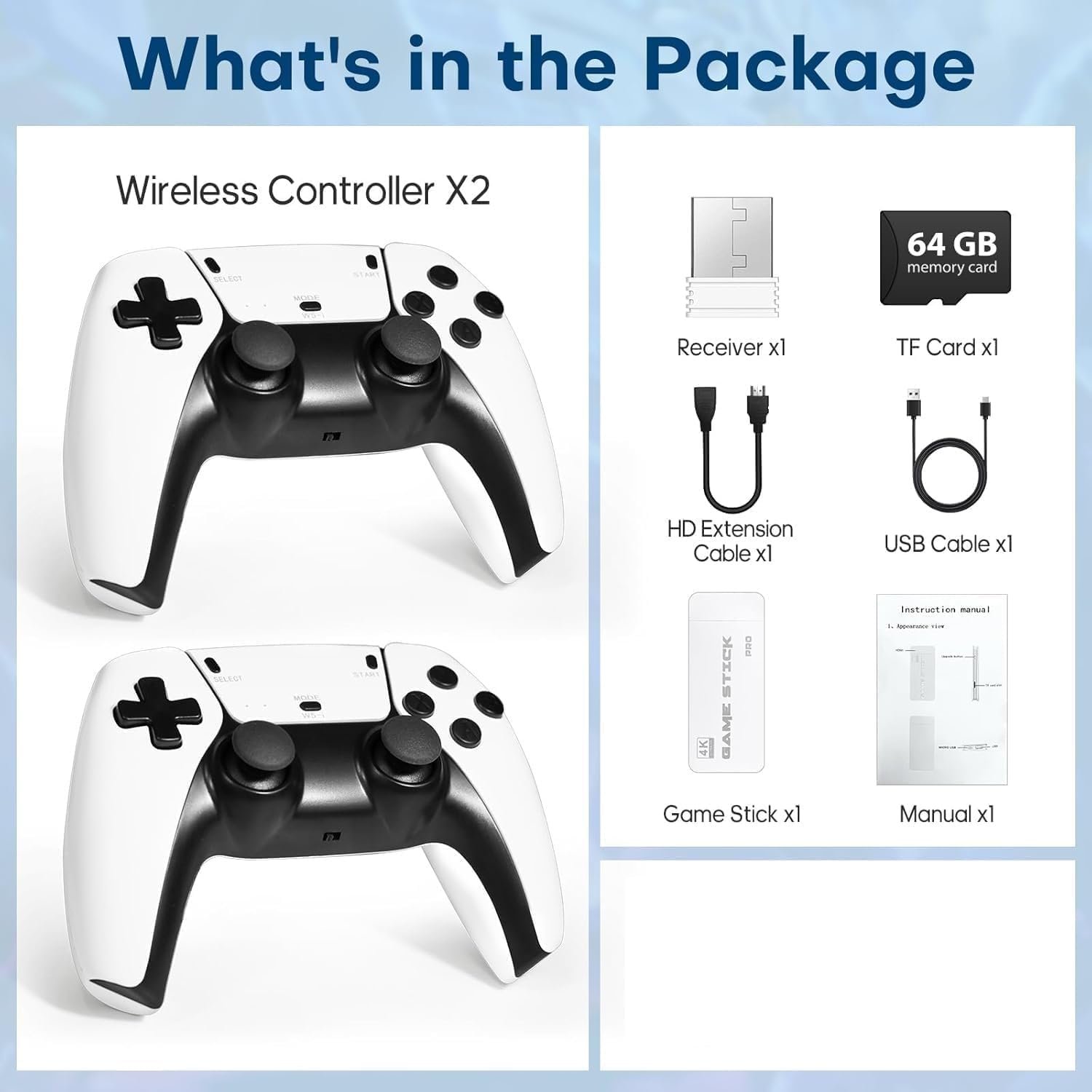 esportic 4K Pro Stick Retro Video Game Console, 20,000+ Built-in Games, 64GB TF Card, 2.4GHz Wireless Controllers, HDMI Output,2 Player, Plug & Play, Perfect Christmas, Birthday Gift, - Image 7