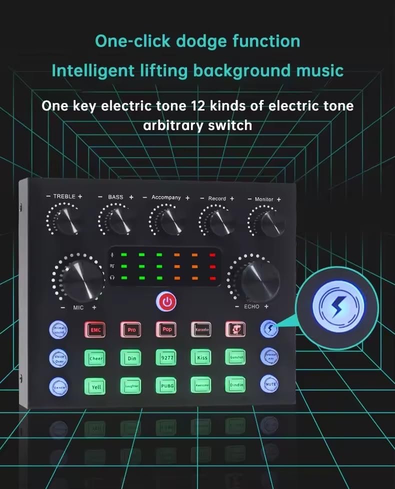Live Sound Mixer Board with Voice Effects, Multiple Audio Control Knobs, LED Indicators, USB Connectivity - Image 4
