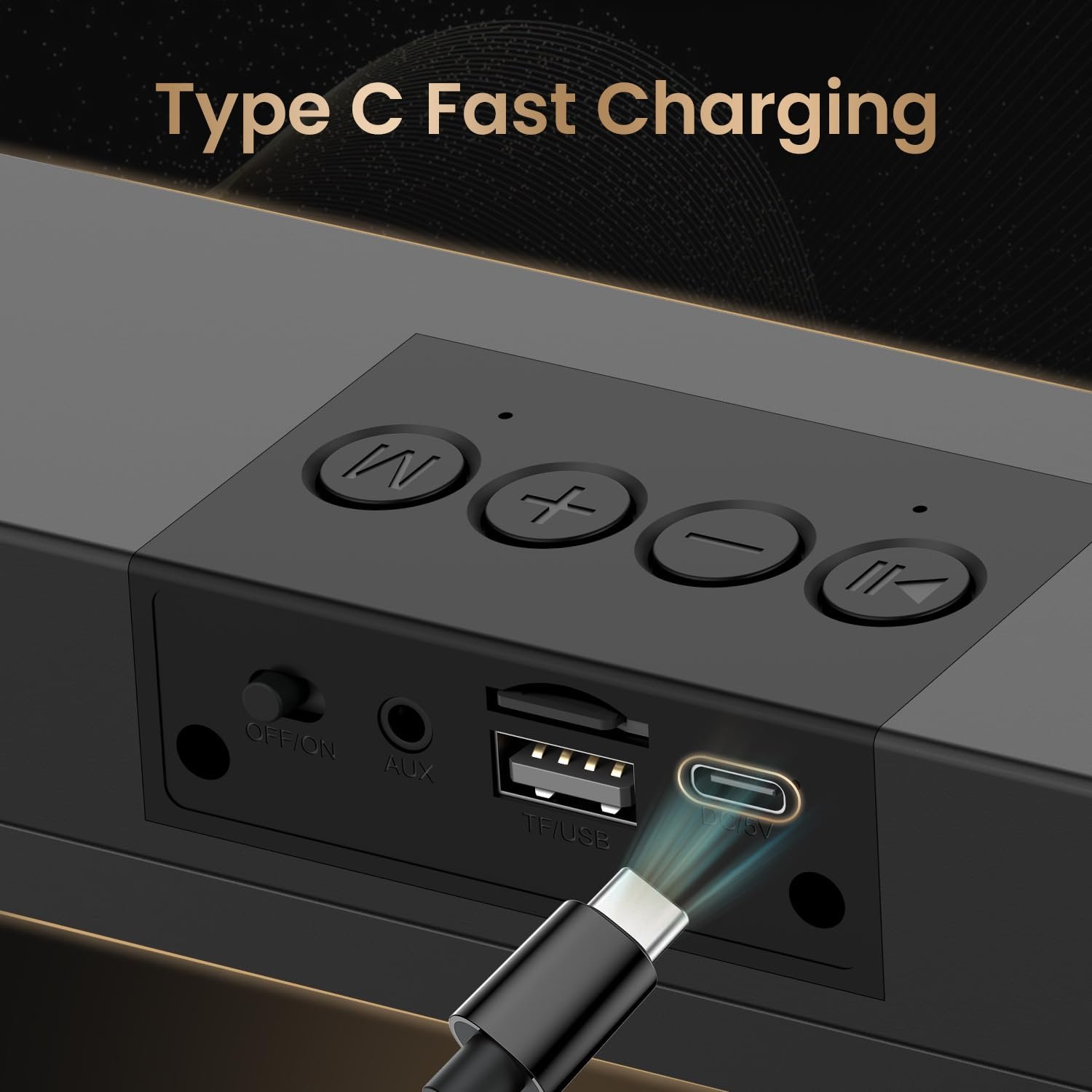 Portronics Decibel 24 | 10W Bluetooth Soundbar Speaker with in Built Mic, HD Sound, Bluetooth 5.3v/USB/TF Card/Aux in, Soundbar for Phone/Laptop/Tablets, Type C Fast Charging (Black) - Image 7