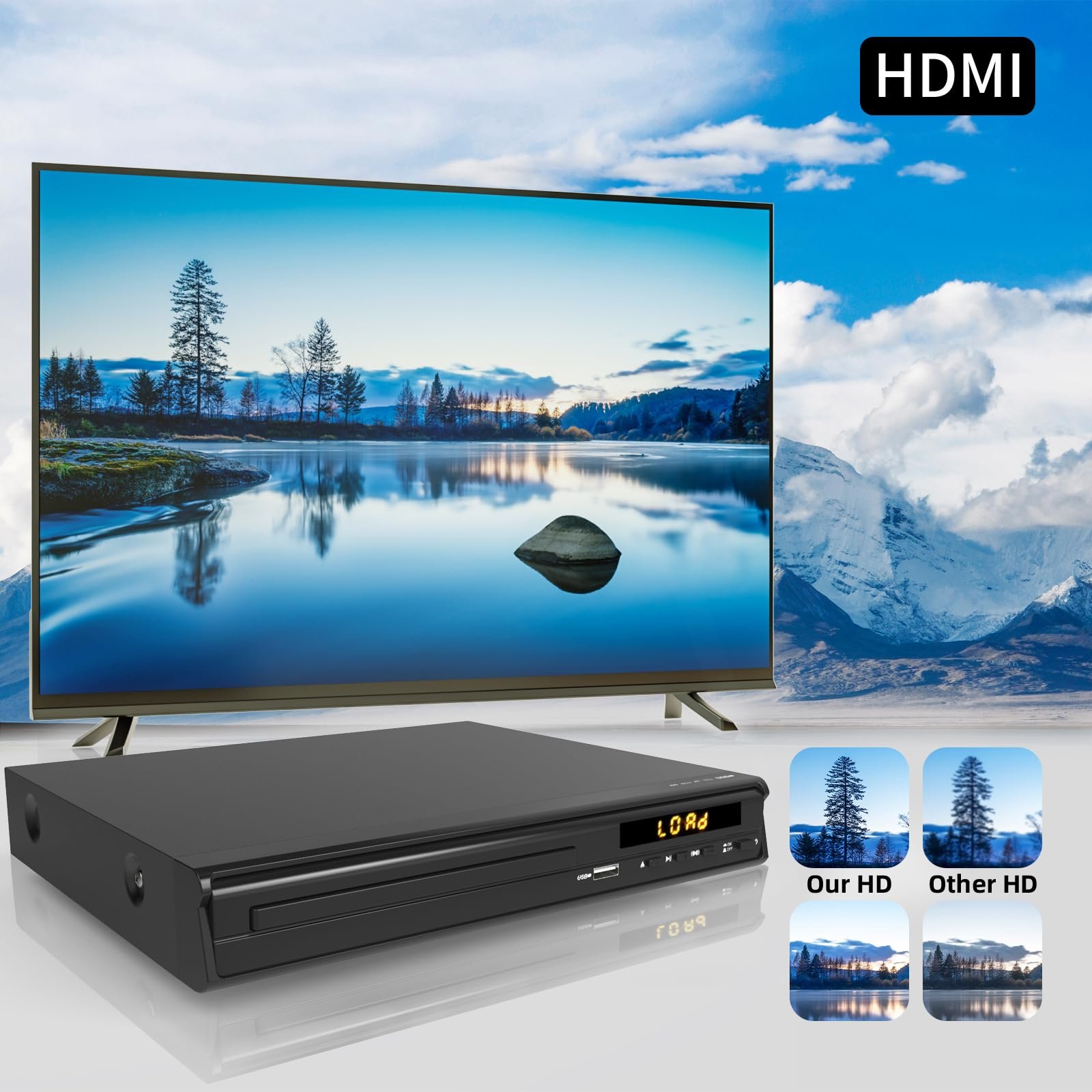 Multi-Region CD DVD Players,DVD Players for TV,HDMI AV Output, Supports USB Input & Mic’s, Package Includes RCA/HDMI Cables and Remote Control
