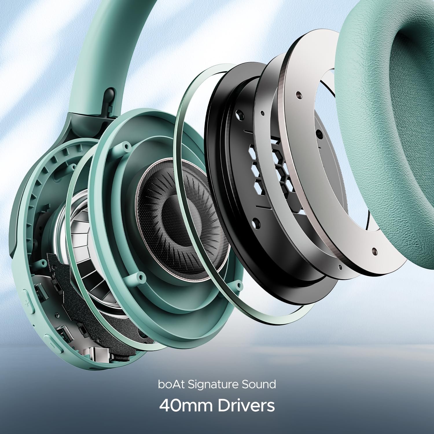 boAt Rockerz 551ANC, 100HRS Battery, Hybrid ANC(~35Db), Fast Charge, Ambient Sound Mode & Dual EQ Modes, Enx Tech, Bluetooth Headphones, Over Ear Wireless Headphone with Mic (Sage Green) - Image 6