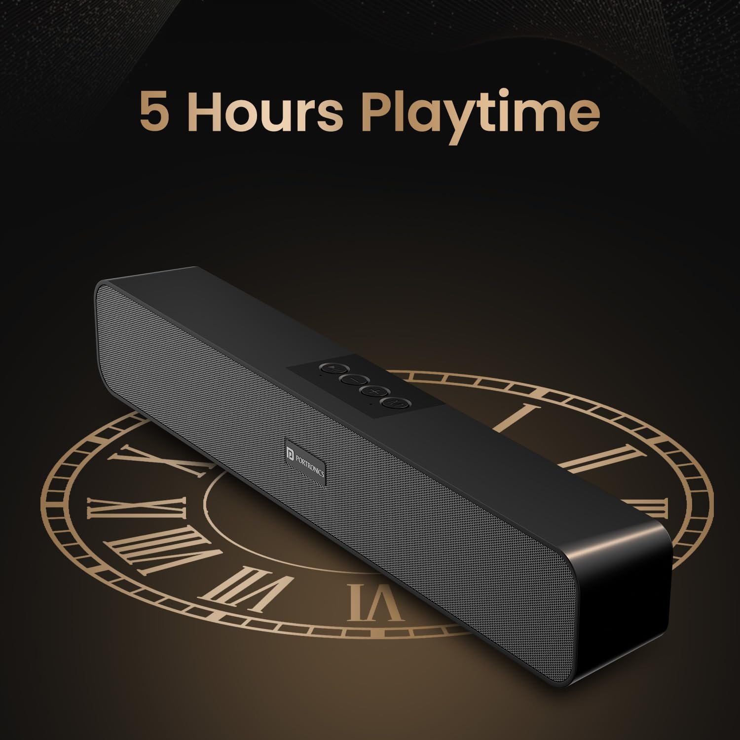 Portronics Decibel 24 | 10W Bluetooth Soundbar Speaker with in Built Mic, HD Sound, Bluetooth 5.3v/USB/TF Card/Aux in, Soundbar for Phone/Laptop/Tablets, Type C Fast Charging (Black) - Image 6